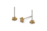 Brass Star Earring, 12 Raw Brass Star Stud Earrings (5mm) D1452