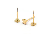 Gold Star Earring, 10 Gold Plated Brass Star Stud Earrings (5mm) D1452