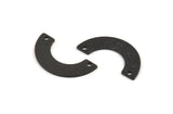 Black Geometric Charm, 12 Textured Oxidized Black Brass Semi Circle Blanks With 2 Holes, Connectors (25x12.5x5.5x0.80mm) D1532