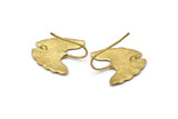 Brass Leaf Earring, 2 Raw Brass Ginkgo Bilabo Leaf Stud Earrings With 1 Loop (22x20mm) N1929
