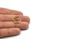 Brass Chain Earring, 4 Raw Brass Soldered Chain Shaped Stud Earrings (20x4mm) N1933