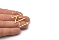 Gold Triangle Charm, 2 Gold Plated Brass Triangle Charms With 1 Loop (47x30x1mm) M01807