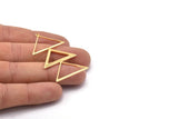 Gold Triangle Charm, 2 Gold Plated Brass Triangle Charms With 1 Loop (47x30x1mm) M01807