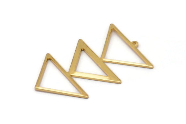 Gold Triangle Charm, 2 Gold Plated Brass Triangle Charms With 1 Loop (47x30x1mm) M01806