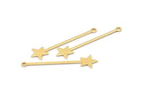 Gold Star Charm, 8 Gold Plated Brass Star Charms With 1 Loop (40x9x0.80mm) M02049