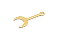 Gold Moon Charm, 12 Gold Plated Brass Crescent Charms With 1 Loop (20x9x0.80mm) M02040