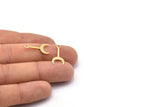 Gold Moon Charm, 12 Gold Plated Brass Crescent Charms With 1 Loop (20x9x0.80mm) M02040
