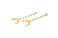 Gold Moon Charm, 12 Gold Plated Brass Crescent Charms With 1 Loop (30x9x0.80mm) M02039
