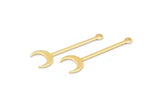 Gold Moon Charm, 12 Gold Plated Brass Crescent Charms With 1 Loop (30x9x0.80mm) M02039