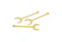 Gold Moon Charm, 12 Gold Plated Brass Crescent Charms With 1 Loop (30x9x0.80mm) M02039