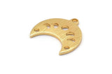 Gold Moon Charm, 6 Textured Gold Plated Brass Crescent Moon Phases Charms With 1 Loop And 2 Holes (15x9x1mm) M01849