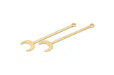 Gold Moon Charm, 8 Gold Plated Brass Crescent Charms With 1 Loop (40x9x0.80mm) M02037