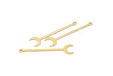 Gold Moon Charm, 8 Gold Plated Brass Crescent Charms With 1 Loop (40x9x0.80mm) M02037