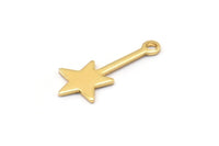 Gold Star Charm, 12 Gold Plated Brass Star Charms With 1 Loop (20x9x0.80mm) M02050
