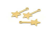 Gold Star Charm, 12 Gold Plated Brass Star Charms With 1 Loop (20x9x0.80mm) M02050