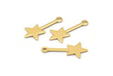 Gold Star Charm, 12 Gold Plated Brass Star Charms With 1 Loop (20x9x0.80mm) M02050