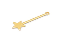Gold Star Charm, 12 Gold Plated Brass Star Charms With 1 Loop (30x9x0.80mm) M02051 H0185
