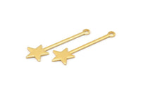 Gold Star Charm, 12 Gold Plated Brass Star Charms With 1 Loop (30x9x0.80mm) M02051 H0185