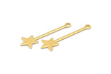 Gold Star Charm, 12 Gold Plated Brass Star Charms With 1 Loop (30x9x0.80mm) M02051 H0185