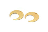 Gold Moon Charm, 6 Textured Gold Plated Brass Crescent Moon Charms With 1 Hole (14x13.5x0.80mm) M01648