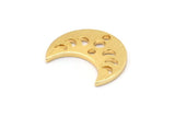 Gold Moon Charm, 6 Textured Gold Plated Brass Crescent Moon Phases Charms With 2 Holes (15x8x1mm) M01865