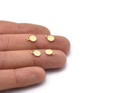 Gold Round Charm, 12 Gold Plated Brass Round Charms With 1 Loop, Earring Findings (8x6x0.70mm) M01879