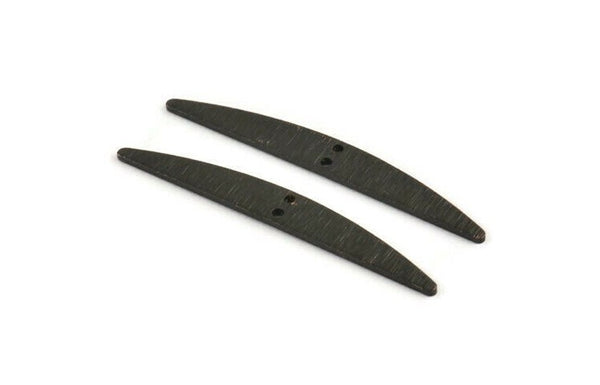Black Stick Charm, 8 Textured Oxidized Black Brass Stick Connectors With 2 Holes, Findings (43.5x5.5x1mm) D1536