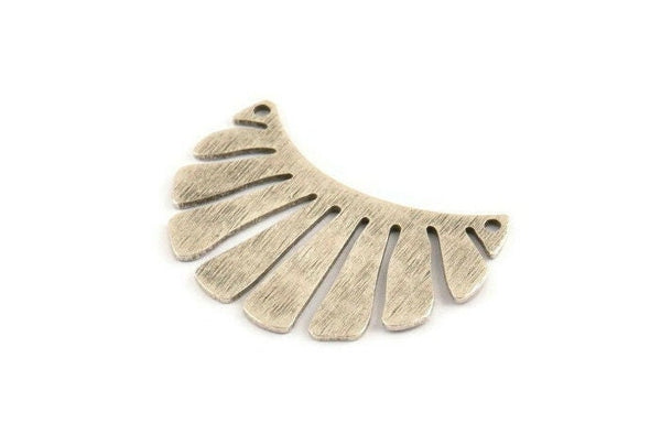 Silver Fringed Pendant, 4 Textured Antique Silver Plated Brass Fringed Charms With 2 Holes, Findings (30x17x0.80mm) D1540