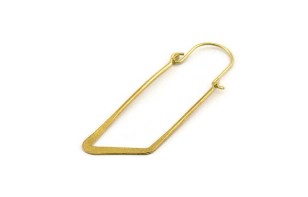 Brass Earring Wires, 8 Raw Brass Earring Studs, Wire Hoops  (49x15x1x0.70mm) D1568