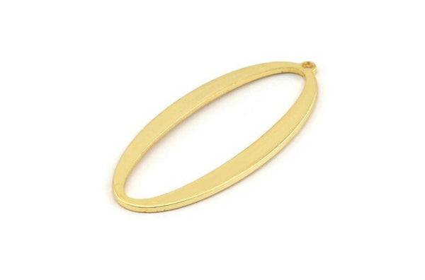 Altın Oval Charm, 1 Halkalı 2 Altın Kaplama Pirinç Oval Charm, Kolye Uçları, Küpeler, Bulgular (39x18x1mm) D1576