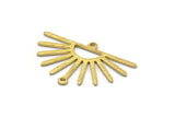 Brass Sun Charm, 8 Textured Raw Brass Sun Charms With 2 Loops (19x30x0.80mm) M02322