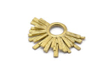 Brass Badge Charm, Raw Brass Rosette Charm Pendants, Earrings, Findings (32x21mm) N0756