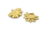 Brass Sunflower Charm, Raw Brass Flower Charm Earrings With 1 Loop, Pendants (21x30mm) N0742