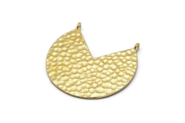 Brass Geometric Charm, Hammered Raw Brass Pizza Slice With 2 Loops, Pendants, Connectors (33x35x1mm) N0761