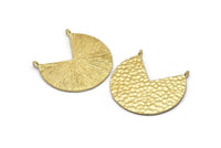 Brass Geometric Charm, Hammered Raw Brass Pizza Slice With 2 Loops, Pendants, Connectors (33x35x1mm) N0761