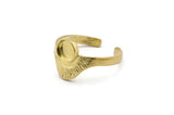Brass Ring Settings, Raw Brass Adjustable Sunrise Rings - Pad Size 6mm N0737