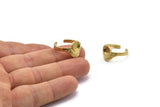 Brass Ring Settings, Raw Brass Adjustable Sunrise Rings - Pad Size 6mm N0737