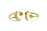 Universe Cosmos Ring - Raw Brass Moon And Planet Rings - Round Cabochon Size: 6mm N0127