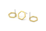 Brass Hexagon Earring, 10 Raw Brass Hexagon Stud Earrings (12x1.2mm) D1649 A1411