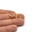 Brass Hexagon Earring, 10 Raw Brass Hexagon Stud Earrings (12x1.2mm) D1649 A1411