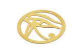 Brass Eye Charm, 4 Raw Brass Eye Charms With 1 Hole, Findings (40x0.30mm) D1674