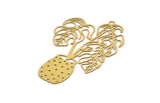 Brass Flower Charm, 10 Raw Brass Flower Charms With 1 Loop, Findings (52x33x0.30mm) D1677