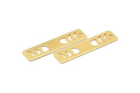 Gold Rectangle Charm, 4 Gold Plated Brass Moon Phases Charms With 1 Hole, Stamping Blanks (40x10x0.80mm) M01825