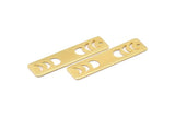 Gold Rectangle Charm, 4 Gold Plated Brass Moon Phases Charms With 1 Hole, Stamping Blanks (40x10x0.80mm) M01825