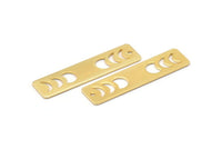 Gold Rectangle Charm, 4 Gold Plated Brass Moon Phases Charms With 1 Hole, Stamping Blanks (40x10x0.80mm) M01825
