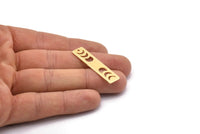 Gold Rectangle Charm, 4 Gold Plated Brass Moon Phases Charms With 1 Hole, Stamping Blanks (40x10x0.80mm) M01825