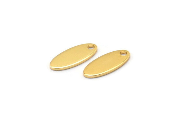 Altın Oval Charm, 24 Altın Kaplama Pirinç, Altın Charm, 1 Delikli Küçük Altın Oval Charmlar (12x5x0,80 mm) M02001