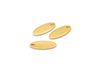 Altın Oval Charm, 24 Altın Kaplama Pirinç, Altın Charm, 1 Delikli Küçük Altın Oval Charmlar (12x5x0,80 mm) M02001