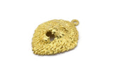 Brass Lion Charm, 2 Raw Brass Lion Charms With 1 Loop, Pendants, Findings (31x23mm) N1945