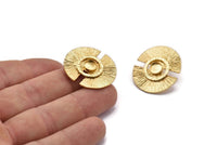 Altın Ay Küpe, 2 Altın Kaplama Pirinç Yarım Ay Küpe - Ped Boyutu 6mm N0701 Q0824
